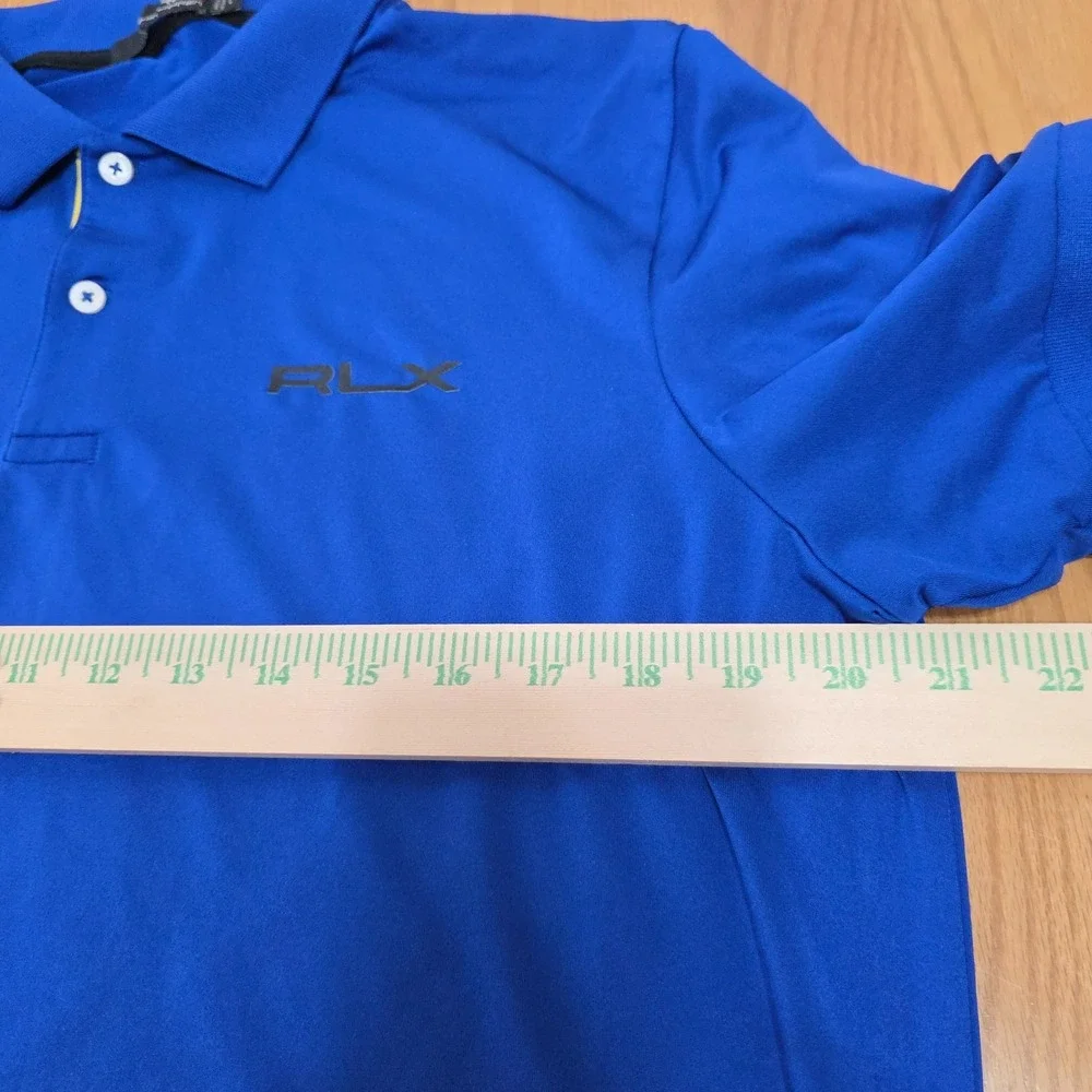 Ralph Lauren RLX Polo Shirt Mens Size Large Blue Yellow Collared Short Sleeve